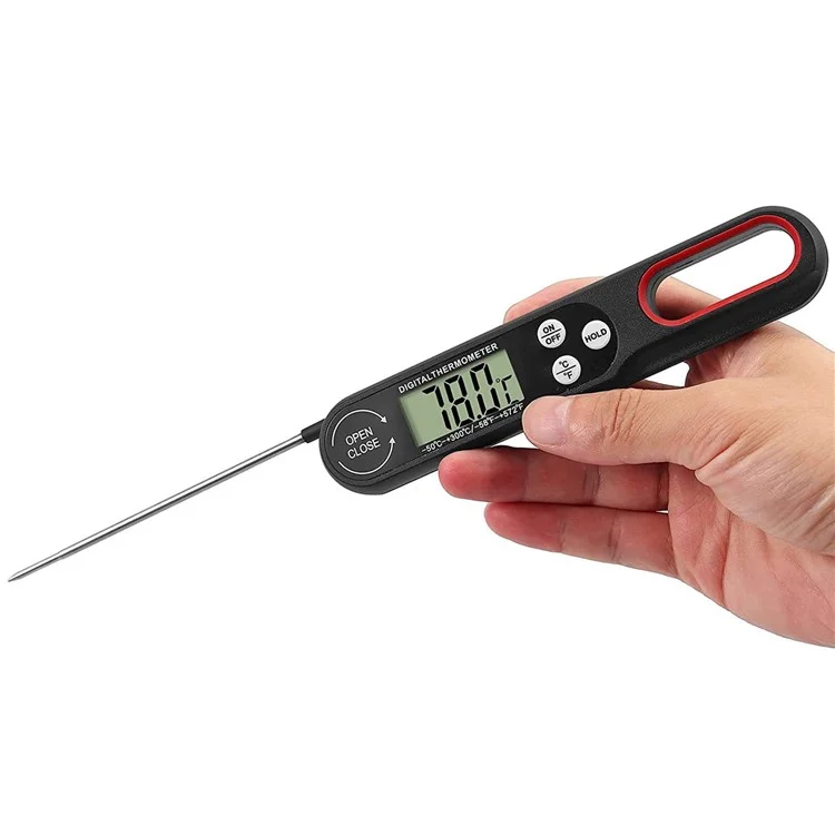 1008 Digital Food Thermometer BBQ Grilling Meat Temperature Meter without Backlight (No FDA, BPA Free) - Black