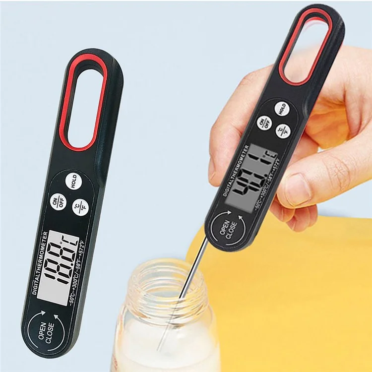 1008 Digital Food Thermometer BBQ Grilling Meat Temperature Meter without Backlight (No FDA, BPA Free) - Black
