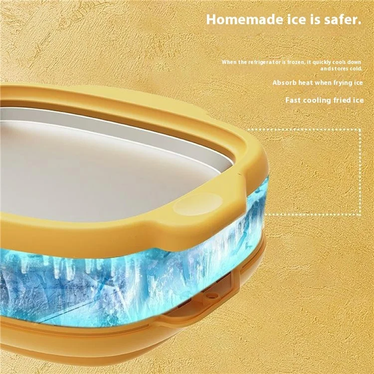 Fabbricatore di rotoli di gelato in acciaio inossidabile per uso domestico, macchina multifunzione per yogurt congelato con 2 spatole (FDA, senza BPA) - Giallo