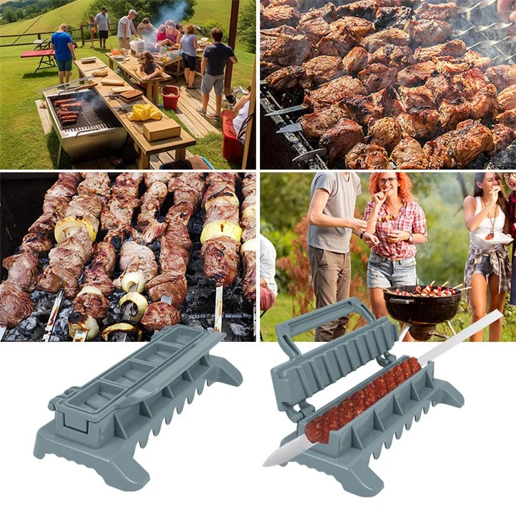Portabile Pieghevole Barbecue Kebab Maker ABS Utensile per grigliare all'aperto Stampo per Spiedini di Carne (Senza FDA, Senza BPA)