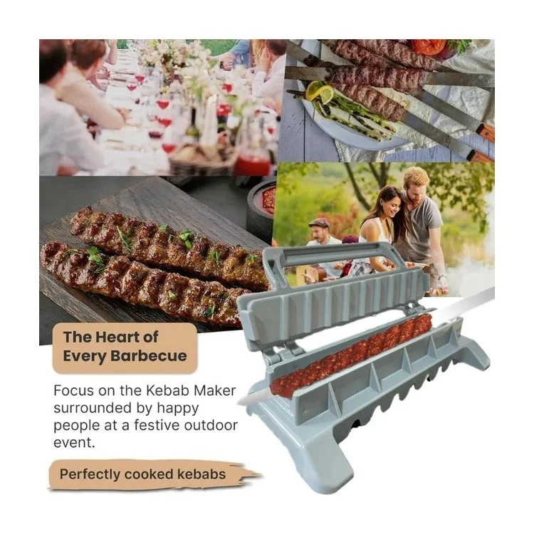 Portabile Pieghevole Barbecue Kebab Maker ABS Utensile per grigliare all'aperto Stampo per Spiedini di Carne (Senza FDA, Senza BPA)