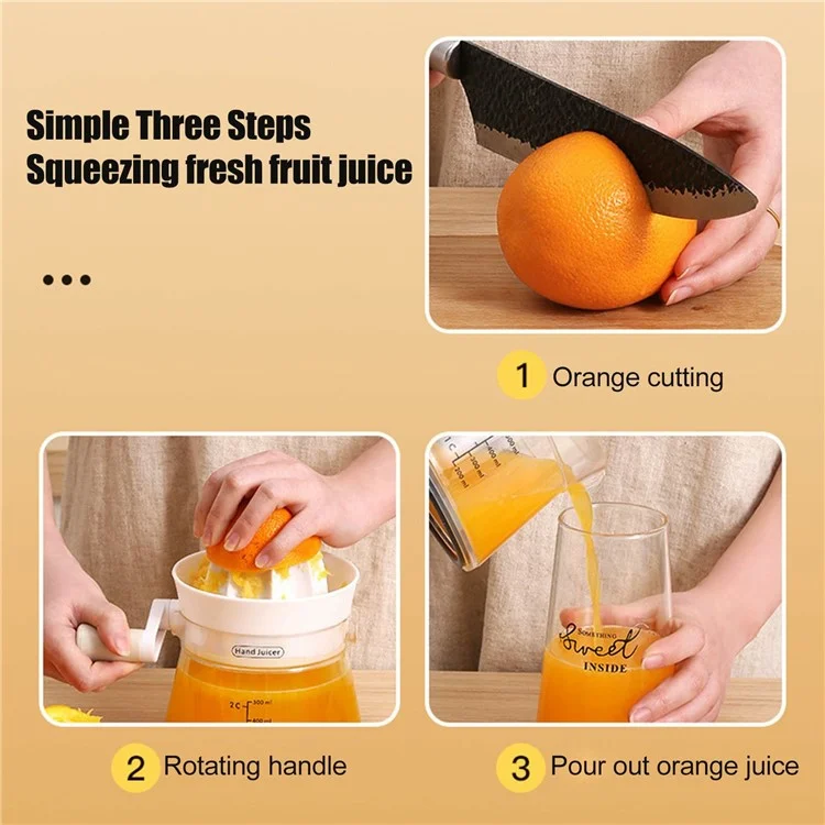 Manual Juicer Rotating Hand Crank Citrus Juicer Fruit Squeezer for Orange Lemon Watermelon (BPA Free, No FDA) - Orange