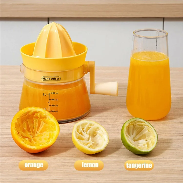 Manual Juicer Rotating Hand Crank Citrus Juicer Fruit Squeezer for Orange Lemon Watermelon (BPA Free, No FDA) - Orange