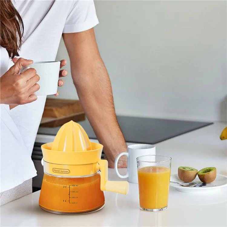 Manual Juicer Rotating Hand Crank Citrus Juicer Fruit Squeezer for Orange Lemon Watermelon (BPA Free, No FDA) - Orange