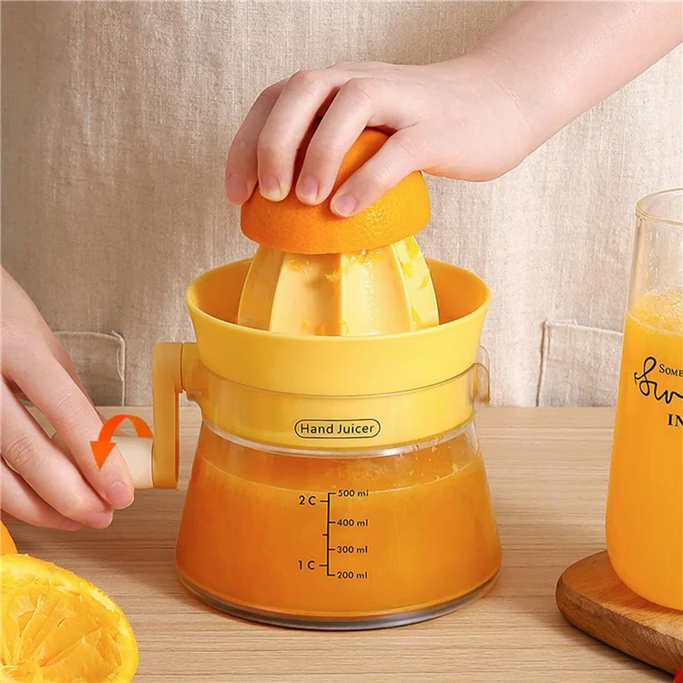 Manual Juicer Rotating Hand Crank Citrus Juicer Fruit Squeezer for Orange Lemon Watermelon (BPA Free, No FDA) - Orange