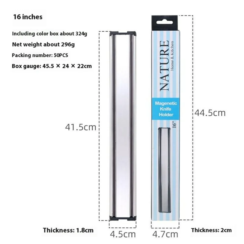 16 Inch Aluminum Alloy Magnetic Knife Holder Wall Mounted Kitchen Knife Storage Rack