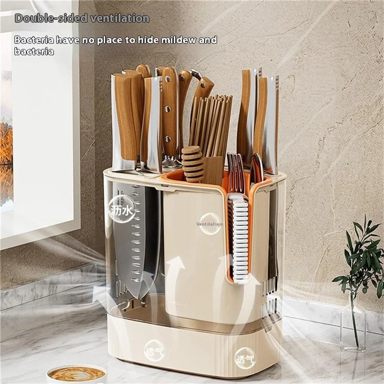 Suporte Giratório para Facas com Organizador de Utensílios de Cozinha para Facas, Talheres e Chopsticks - Verde