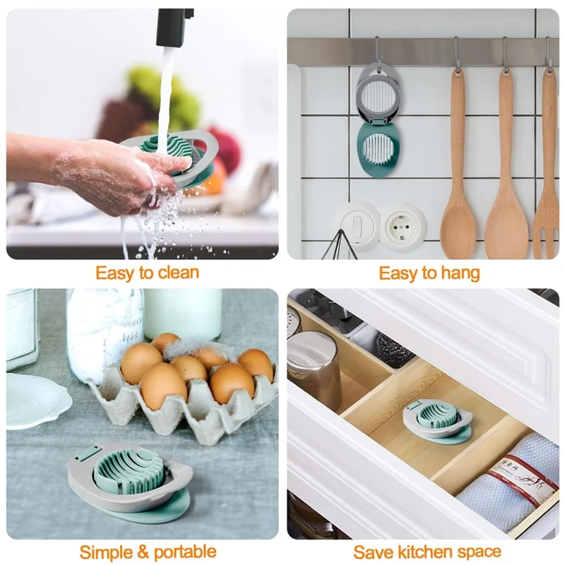 Egg Slicer 304 Stainless Steel Cutting Wires Egg Cutter Salted Duck Egg Divider Kitchen Tool - Green