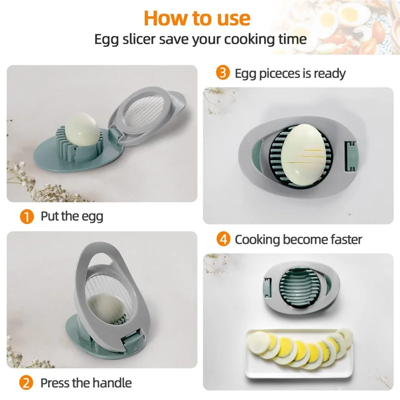 Egg Slicer 304 Stainless Steel Cutting Wires Egg Cutter Salted Duck Egg Divider Kitchen Tool - Green