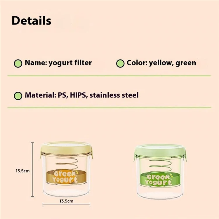 Greek Yogurt Strainer Round Shape Yogurt Separator Cold Brew Compression Fine Mesh Filter ( BPA Free , No FDA ) - Yellow