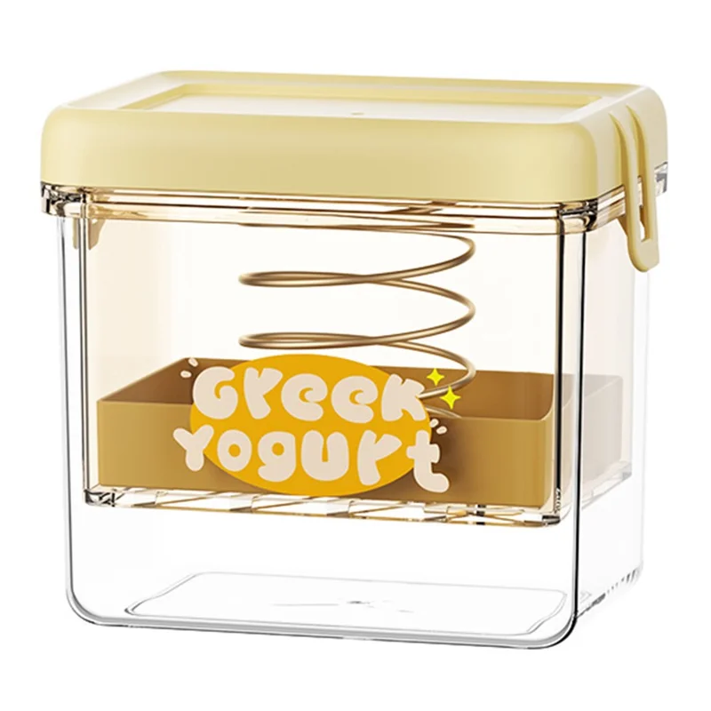 Greek Yogurt Strainer Rectangle Yogurt Separator Cold Brew Compression Fine Mesh Filter ( BPA Free , No FDA ) - Yellow