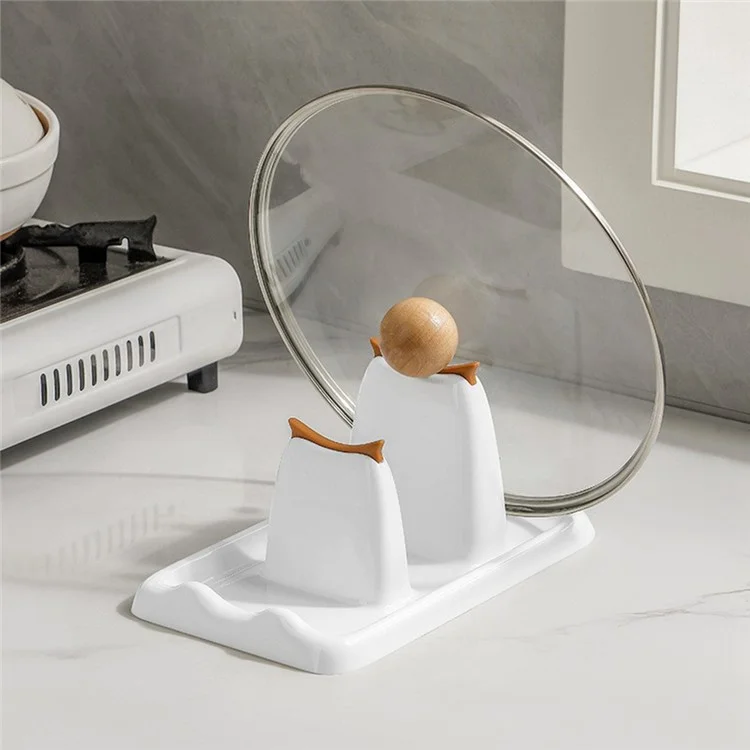 Pot Lid Rack Kitchen Organizer Utensil Holder PET Silicone Countertop Storage Cutting Board Stand - White