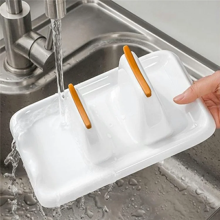 Pot Lid Rack Kitchen Organizer Utensil Holder PET Silicone Countertop Storage Cutting Board Stand - White