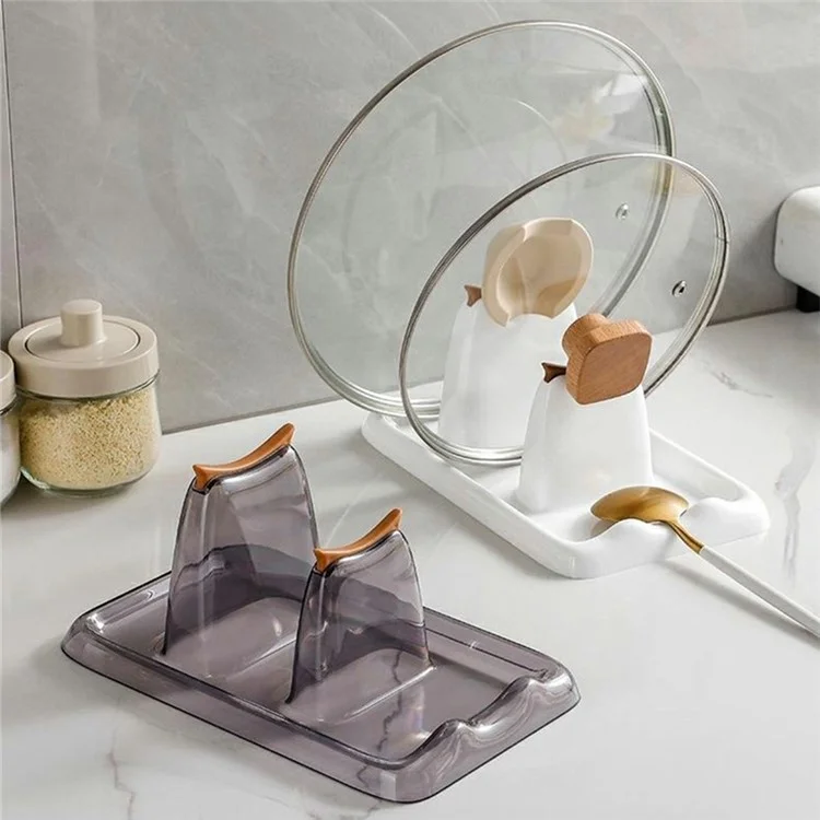 Pot Lid Rack Kitchen Organizer Utensil Holder PET Silicone Countertop Storage Cutting Board Stand - White