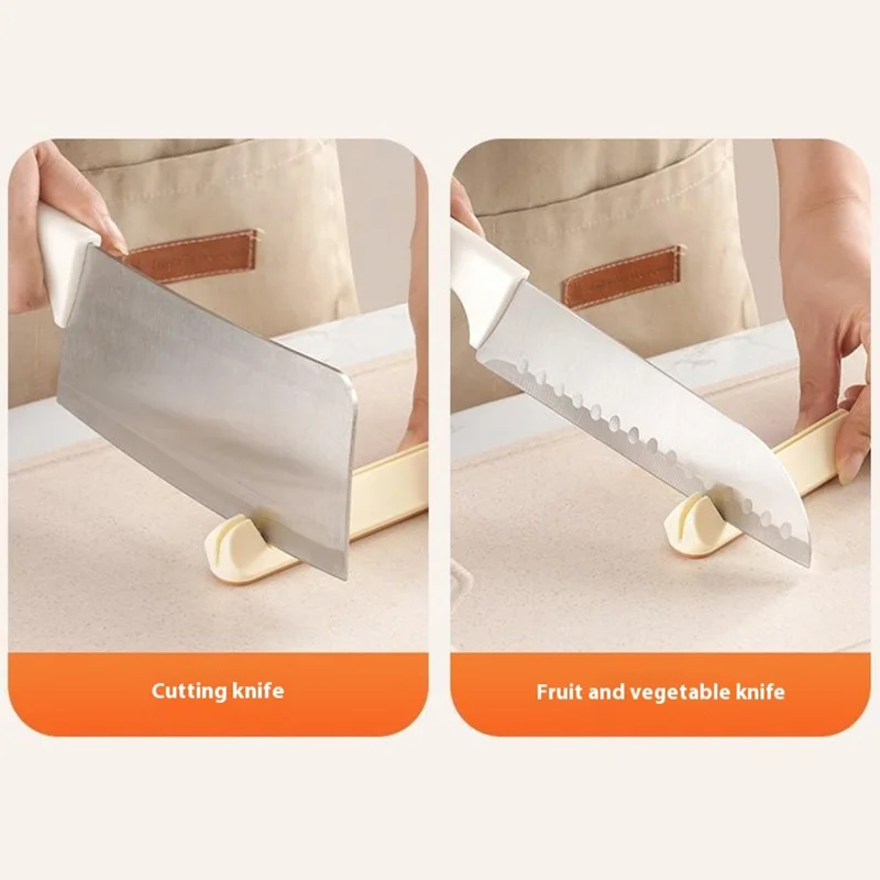 Kitchen Knives Cleavers Sharpener Effortless Cutting Chopping Safe Hand Guard - White