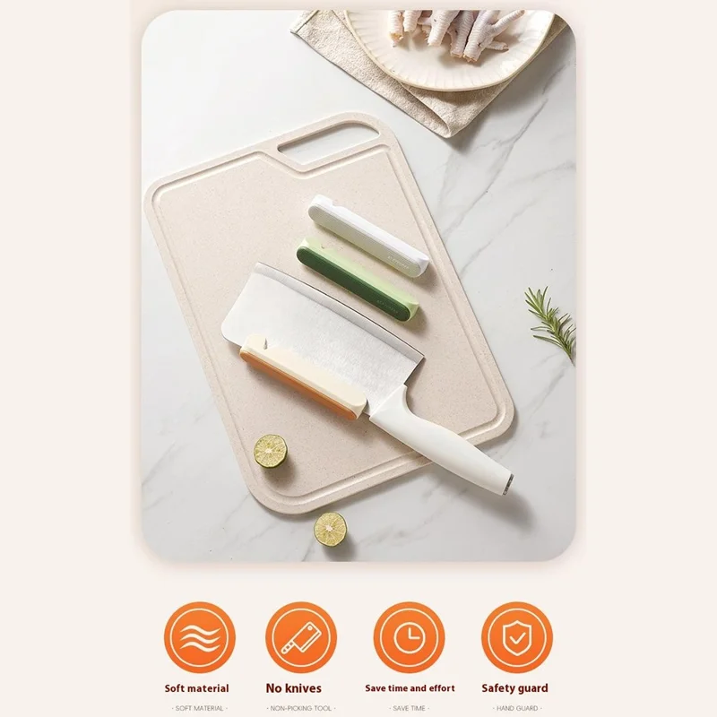 Kitchen Knives Cleavers Sharpener Effortless Cutting Chopping Safe Hand Guard - White