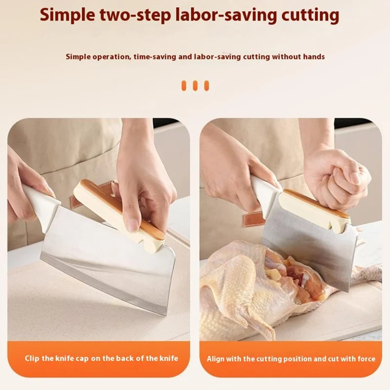 Kitchen Knives Cleavers Sharpener Effortless Cutting Chopping Safe Hand Guard - White