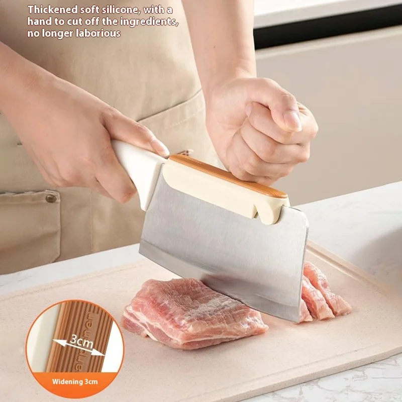 Kitchen Knives Cleavers Sharpener Effortless Cutting Chopping Safe Hand Guard - White