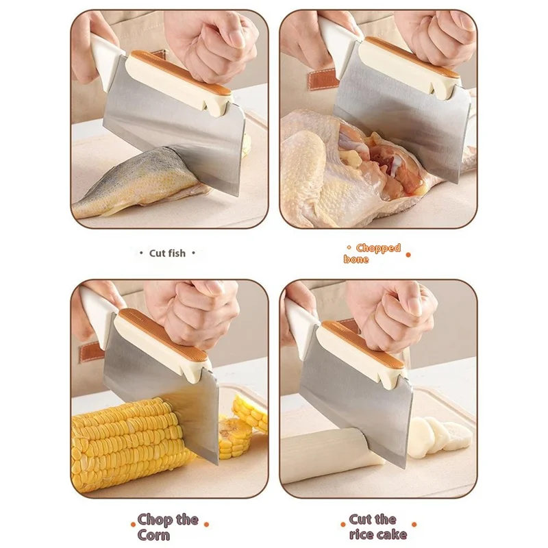 Kitchen Knives Cleavers Sharpener Effortless Cutting Chopping Safe Hand Guard - White