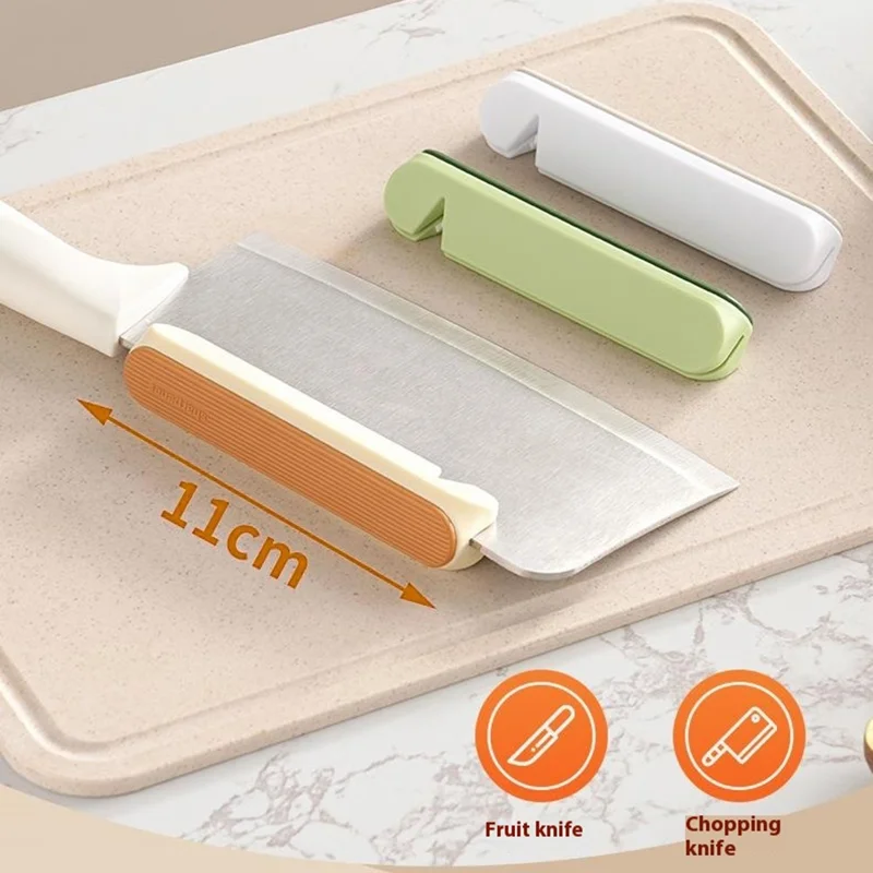 Kitchen Knives Cleavers Sharpener Effortless Cutting Chopping Safe Hand Guard - White