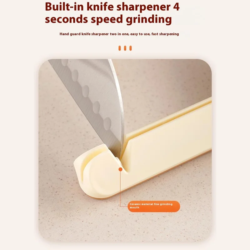 Kitchen Knives Cleavers Sharpener Effortless Cutting Chopping Safe Hand Guard - White