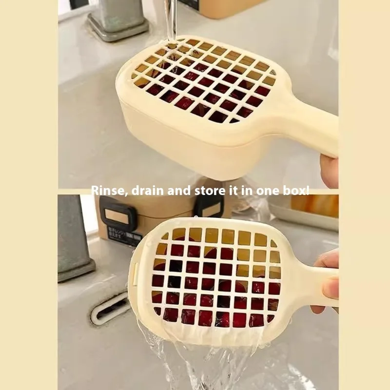 Kitchen Fruit Washing Strainer PP Basket with Lid Home Fruit Vegetable Washing Bowl Drainer