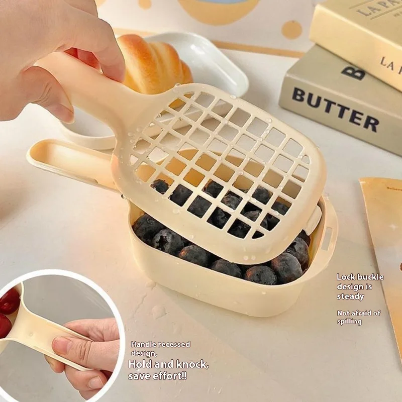 Kitchen Fruit Washing Strainer PP Basket with Lid Home Fruit Vegetable Washing Bowl Drainer