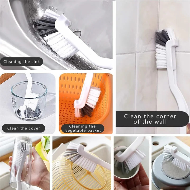 Angled Crevice Brush Long Handle Soft Bristle Kitchen Sink Window Track Car Vent Multi-Purpose Cleaning Tool