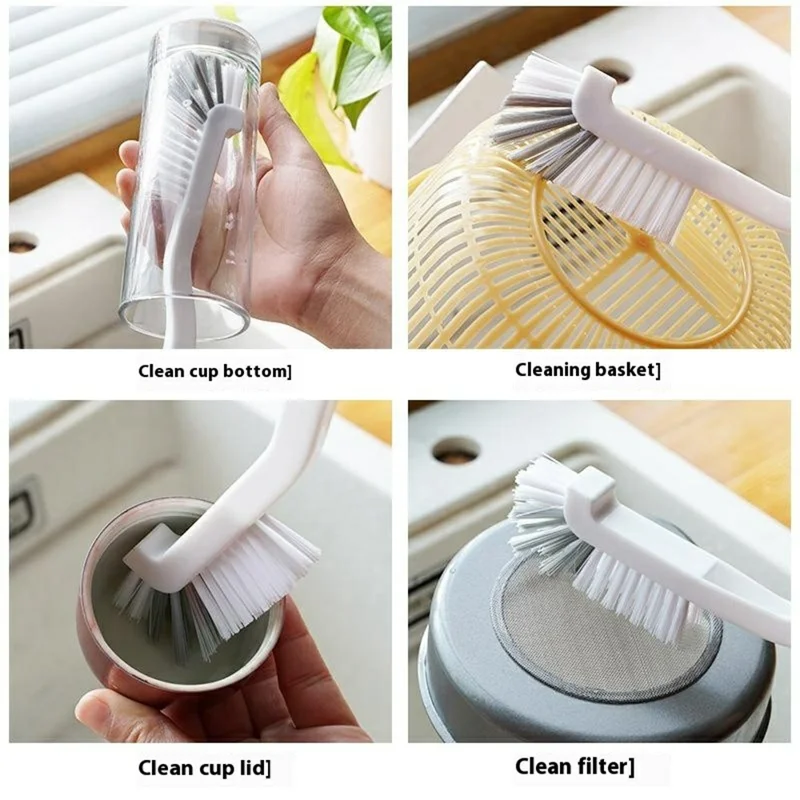 Angled Crevice Brush Long Handle Soft Bristle Kitchen Sink Window Track Car Vent Multi-Purpose Cleaning Tool