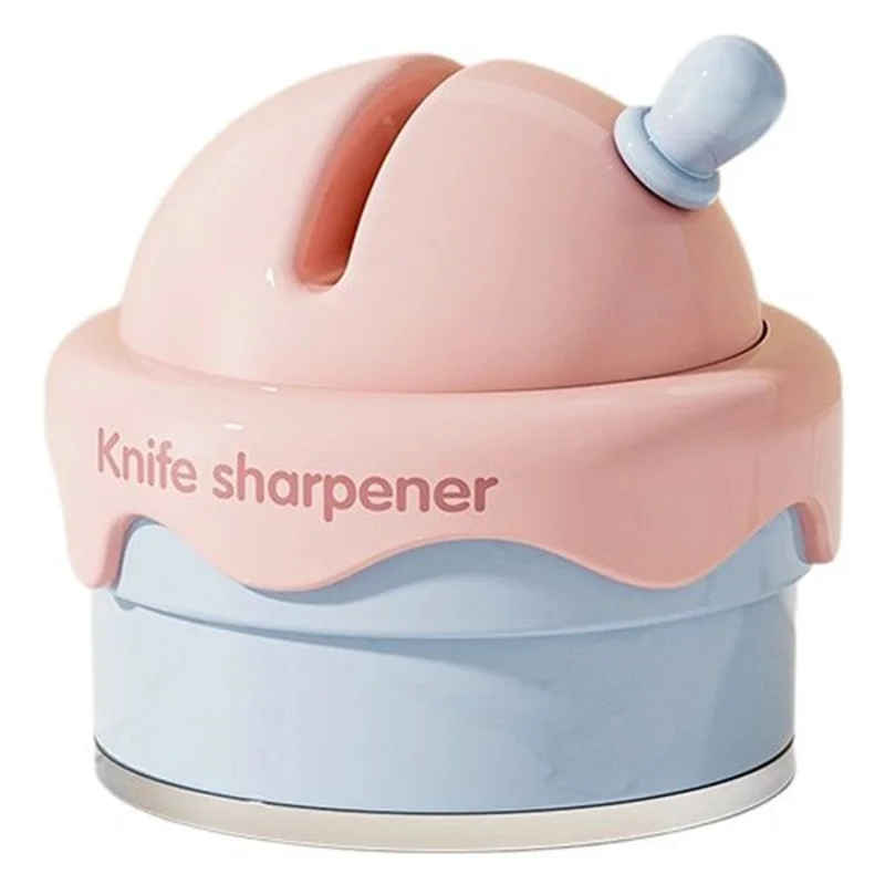 Portable Ice Cream Shaped Suction Cup Kitchen Knife Sharpener Tungsten Steel Whetstone - Pink