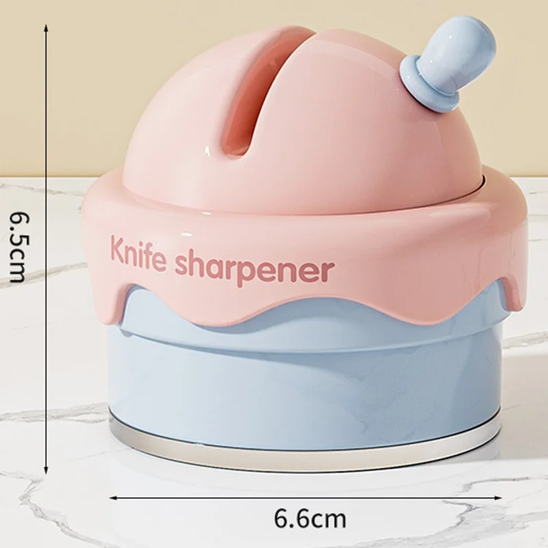 Portable Ice Cream Shaped Suction Cup Kitchen Knife Sharpener Tungsten Steel Whetstone - Pink
