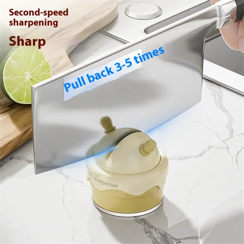 Portable Ice Cream Shaped Suction Cup Kitchen Knife Sharpener Tungsten Steel Whetstone - Pink