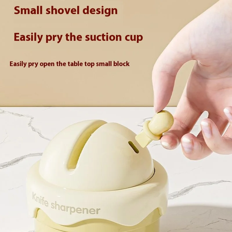 Portable Ice Cream Shaped Suction Cup Kitchen Knife Sharpener Tungsten Steel Whetstone - Pink