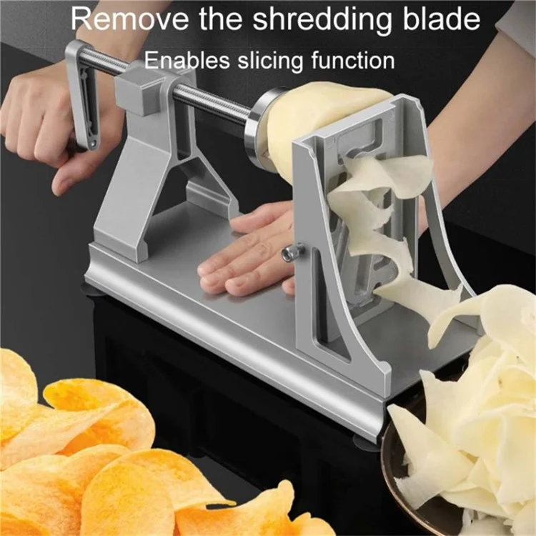 Multi-Function Rotary Potato Slicer Shredder Hand-Cranking Aluminum Alloy Vegetable Cutter