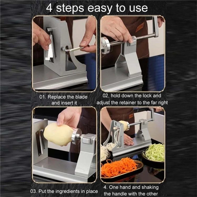 Multi-Function Rotary Potato Slicer Shredder Hand-Cranking Aluminum Alloy Vegetable Cutter
