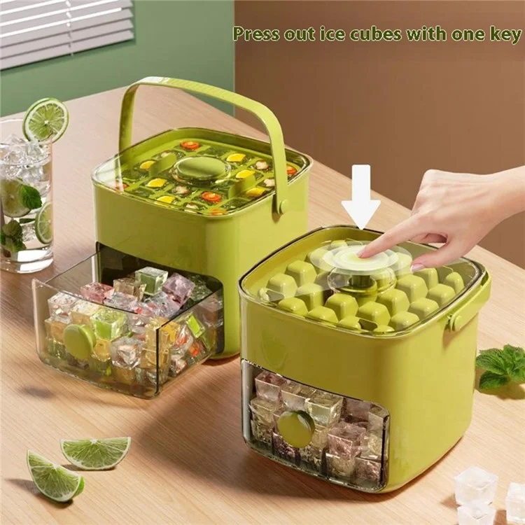 48 Grid Ice Block Tray with Easy Release Button Large Capacity Ice Maker Box for Home / Party Use - White