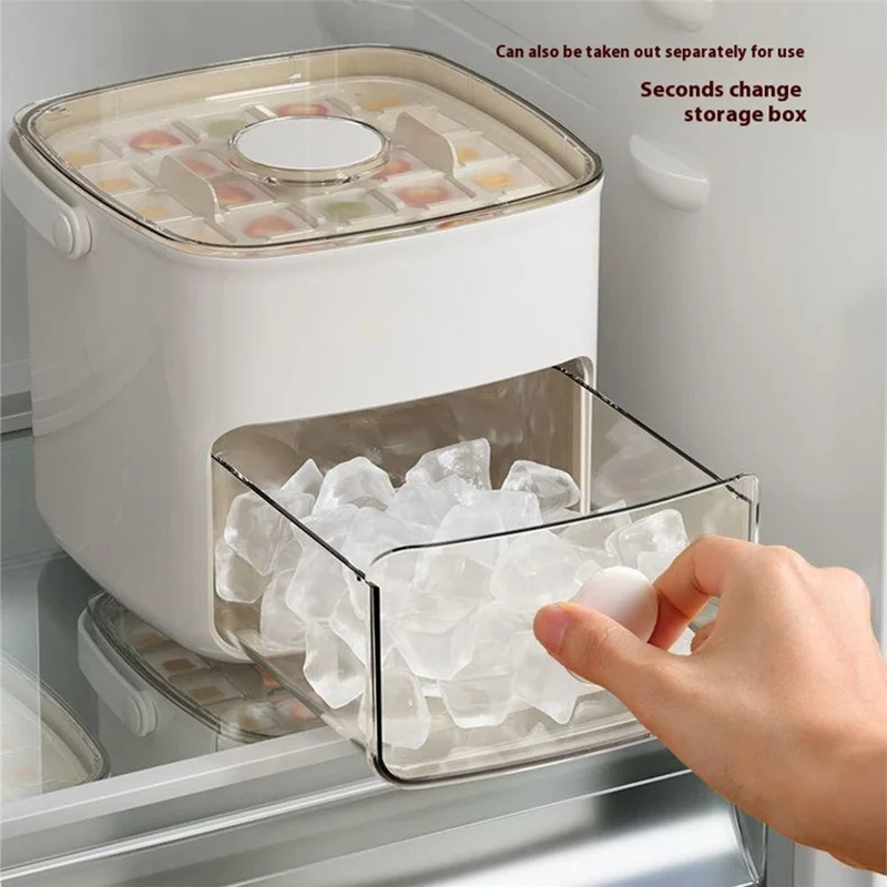 48 Grid Ice Block Tray with Easy Release Button Large Capacity Ice Maker Box for Home / Party Use - Matcha Green