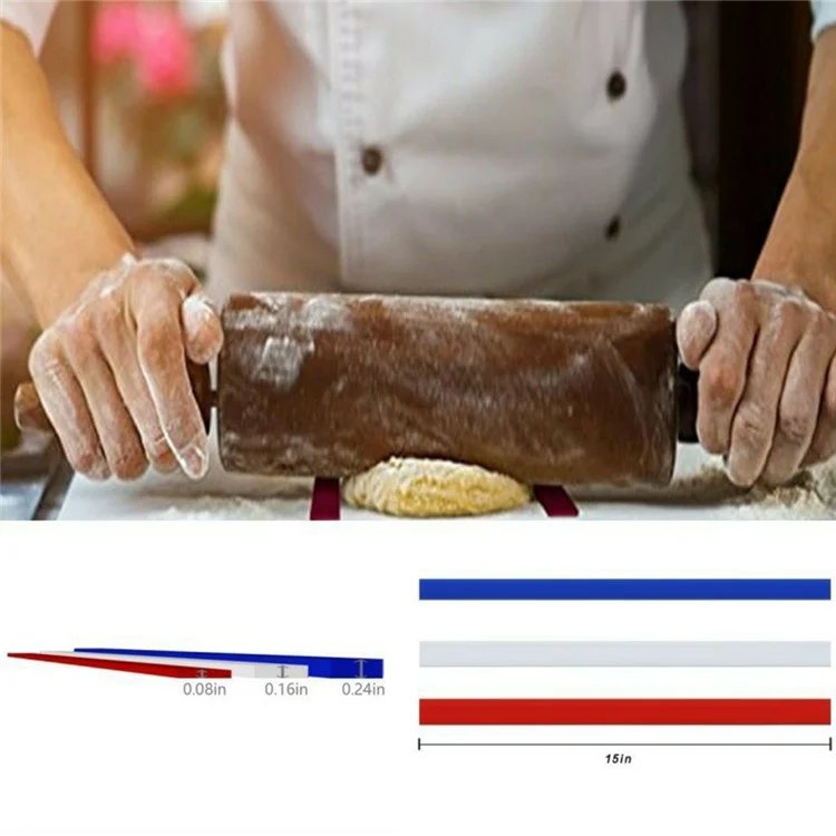 6 Pezzi / Set 2 / 4 / 6mm Strisce Distanziali in Silicone per Spessore Impasto con Matterello - Bastoncini per Pasticceria (Privi di BPA, No FDA)