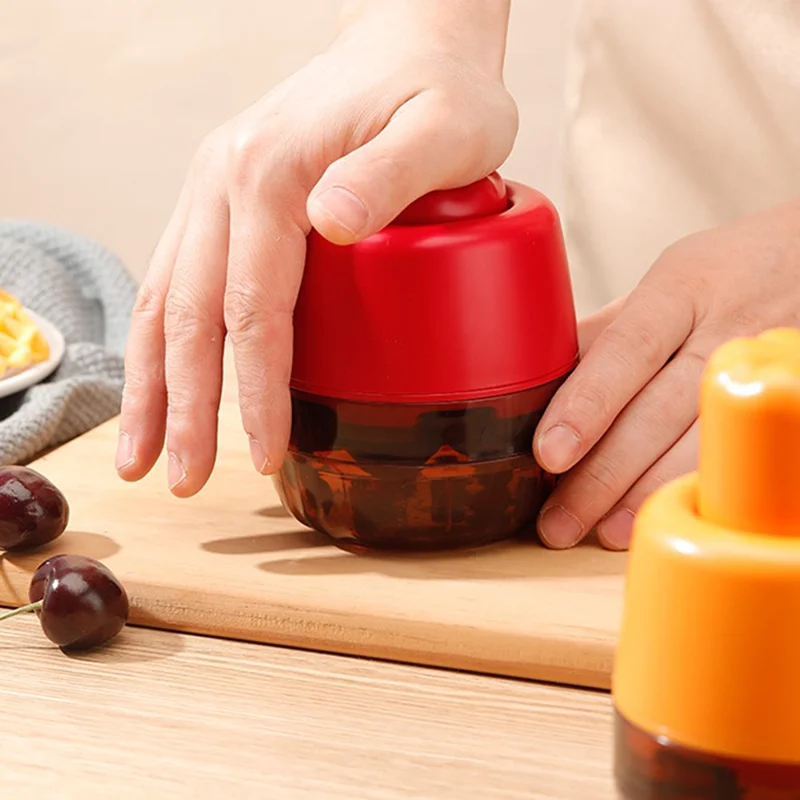 Cherry Pitter 7 Hole Seed Remover Olive Pitters Tool Pit Remover Portable Fruit Corer for Kitchen (BPA Free, No FDA) - Red