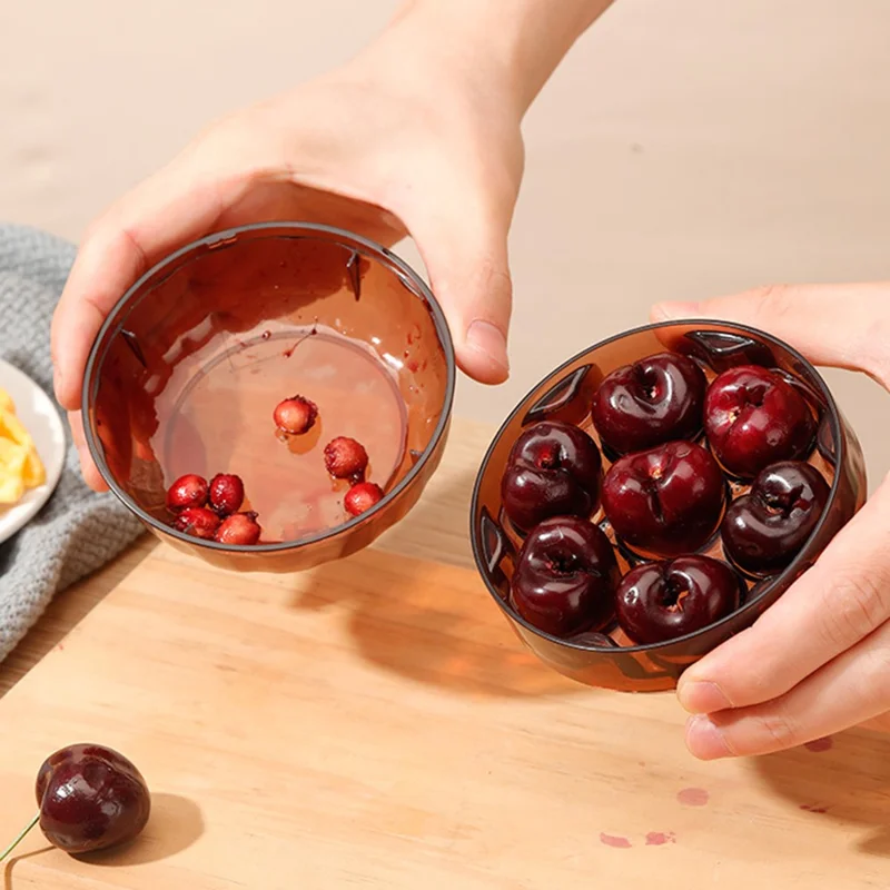 Cherry Pitter 7 Hole Seed Remover Olive Pitters Tool Pit Remover Portable Fruit Corer for Kitchen (BPA Free, No FDA) - Red