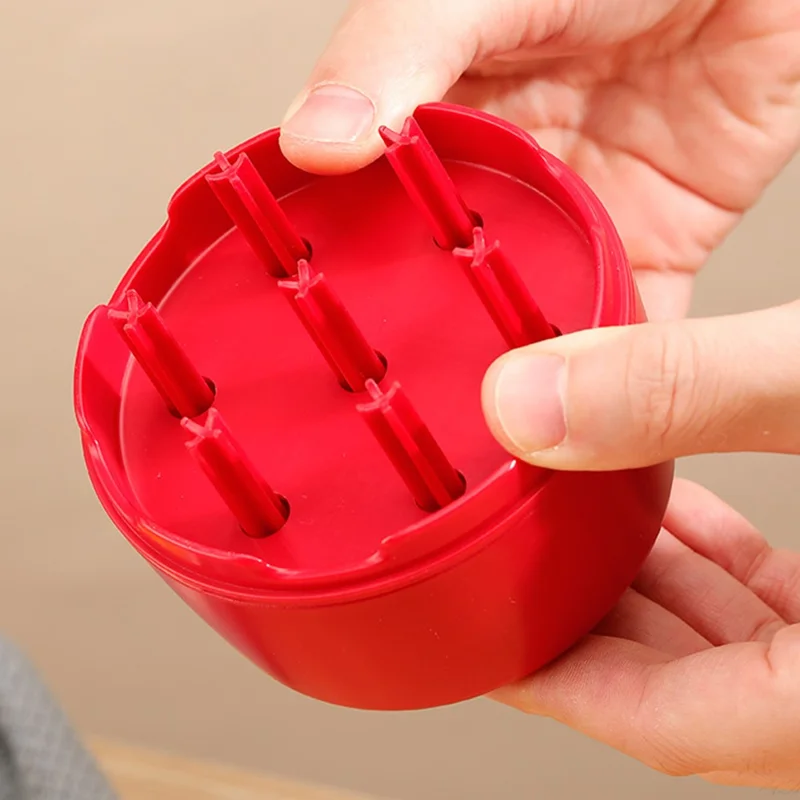 Cherry Pitter 7 Hole Seed Remover Olive Pitters Tool Pit Remover Portable Fruit Corer for Kitchen (BPA Free, No FDA) - Red