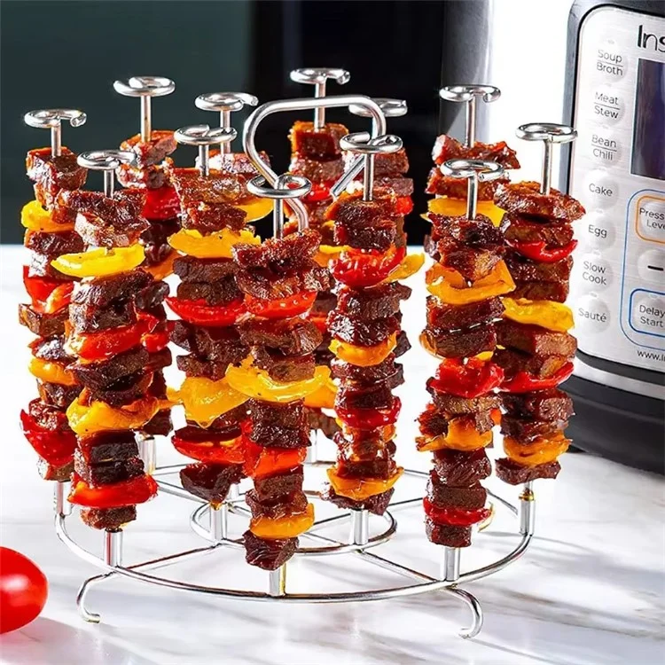 Supporto per Griglia Verticale in Acciaio Inossidabile 304 per Friggitrice ad Aria, Forno, Microonde e Barbecue - Supporto per Spiedini (Senza Certificazione FDA)