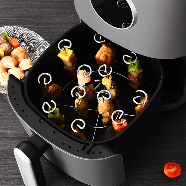 Supporto per Griglia Verticale in Acciaio Inossidabile 304 per Friggitrice ad Aria, Forno, Microonde e Barbecue - Supporto per Spiedini (Senza Certificazione FDA)