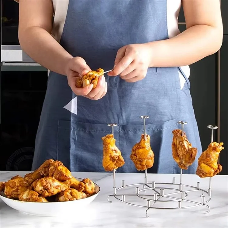 Supporto per Griglia Verticale in Acciaio Inossidabile 304 per Friggitrice ad Aria, Forno, Microonde e Barbecue - Supporto per Spiedini (Senza Certificazione FDA)