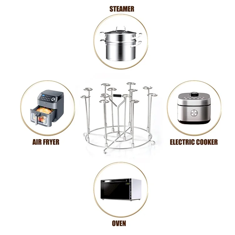 Supporto per Griglia Verticale in Acciaio Inossidabile 304 per Friggitrice ad Aria, Forno, Microonde e Barbecue - Supporto per Spiedini (Senza Certificazione FDA)