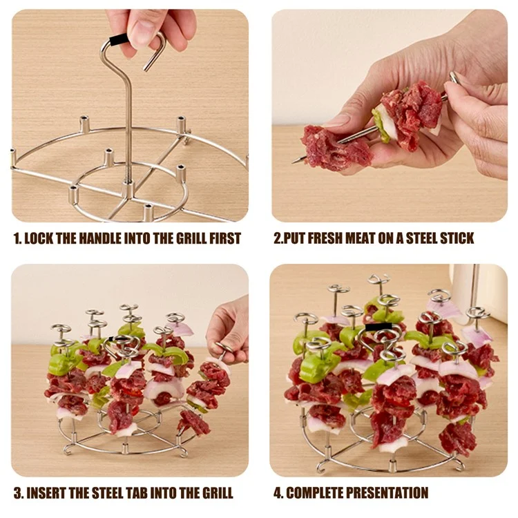 Supporto per Griglia Verticale in Acciaio Inossidabile 304 per Friggitrice ad Aria, Forno, Microonde e Barbecue - Supporto per Spiedini (Senza Certificazione FDA)