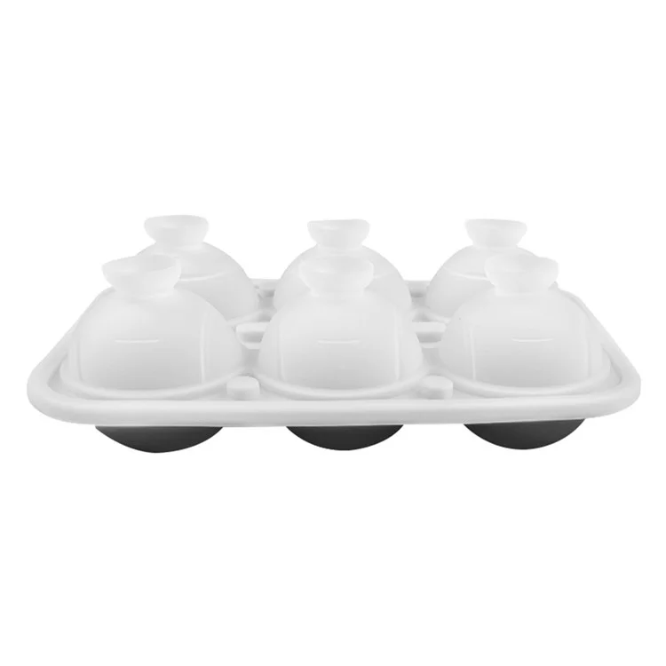 Moule à glaçons en silicone en forme de 6 balles de tennis pour whisky et cocktails (Sans BPA, homologué FDA / LFGB) - Noir