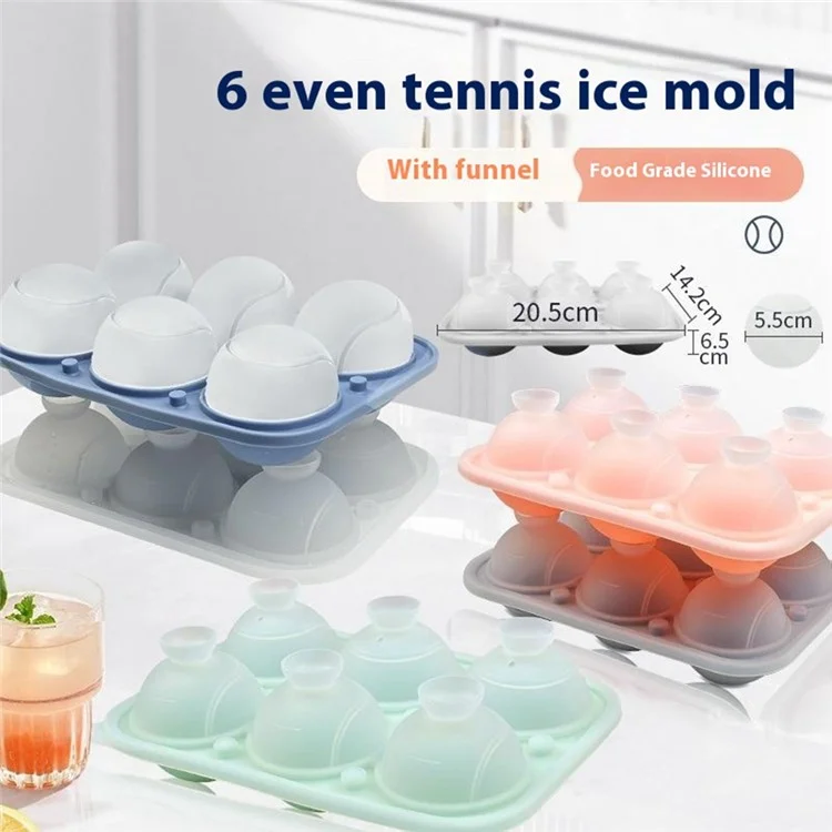 Moule à glaçons en silicone en forme de 6 balles de tennis pour whisky et cocktails (Sans BPA, homologué FDA / LFGB) - Noir