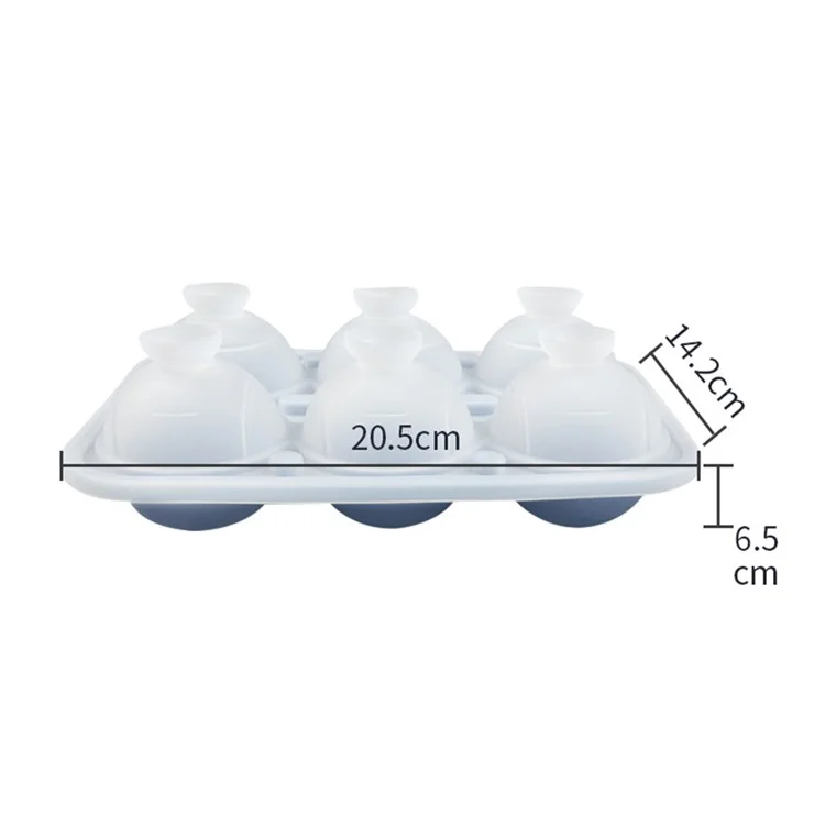 Moule à glaçons en silicone en forme de 6 balles de tennis pour whisky et cocktails (Sans BPA, homologué FDA / LFGB) - Noir