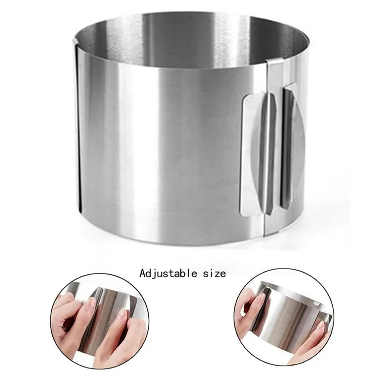 10cm Height, 6-12 Inch Cake Ring with Scale Stainless Steel Adjustable Cake Ring Mould Round Cake Mousse Mold (No FDA Certificate)